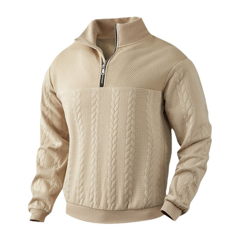 Men’s Heavyweight Knitted Jacquard Pullover Sweatshirt