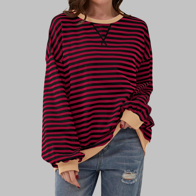 LUKA™ - Casual Long Sleeve Round Neck Striped Sweatshirt