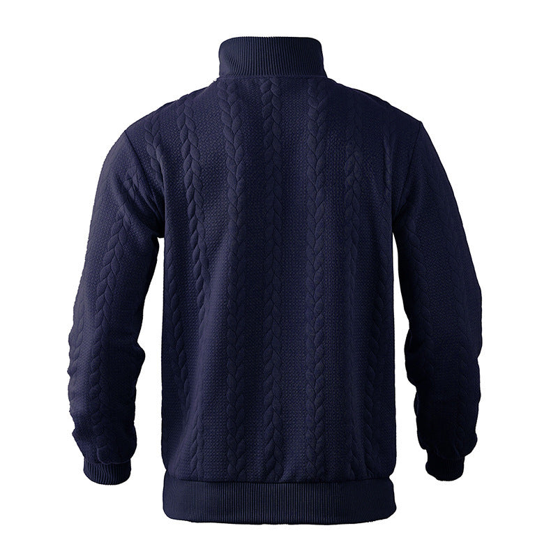 Men’s Heavyweight Knitted Jacquard Pullover Sweatshirt