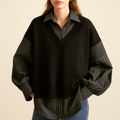 Luminique Pinstripe Elegance Sweater