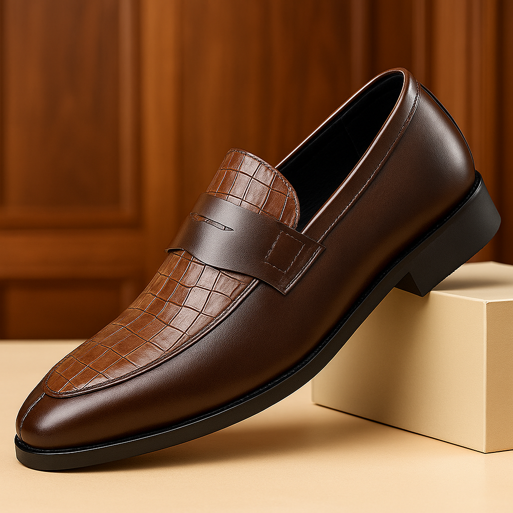 CASSIAN — Croc-Embossed Dress Shoes