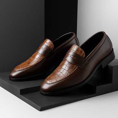 CASSIAN — Croc-Embossed Dress Shoes