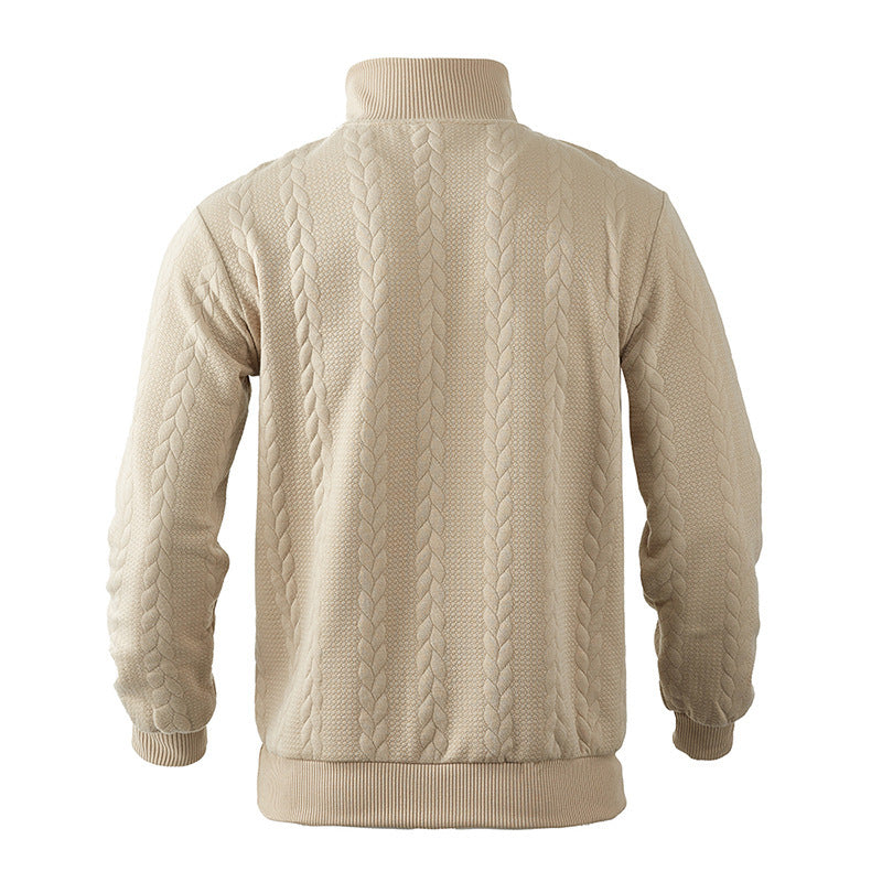 Men’s Heavyweight Knitted Jacquard Pullover Sweatshirt