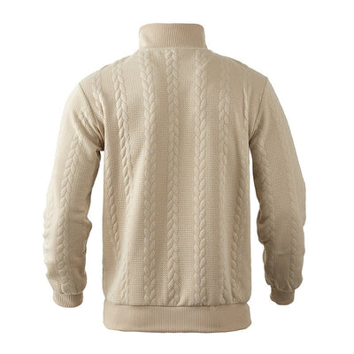Men’s Heavyweight Knitted Jacquard Pullover Sweatshirt