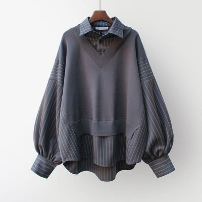 Luminique Pinstripe Elegance Sweater