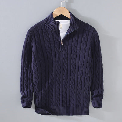 Men's Cozy Cable Knit Zip-Up Sweater