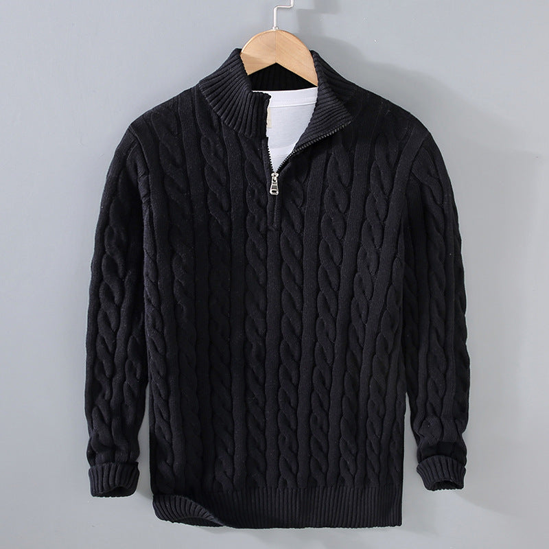 Men's Cozy Cable Knit Zip-Up Sweater