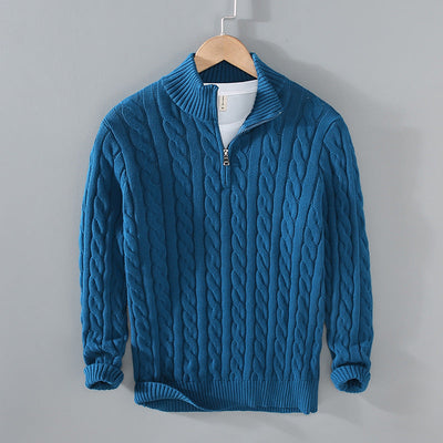 Men's Cozy Cable Knit Zip-Up Sweater