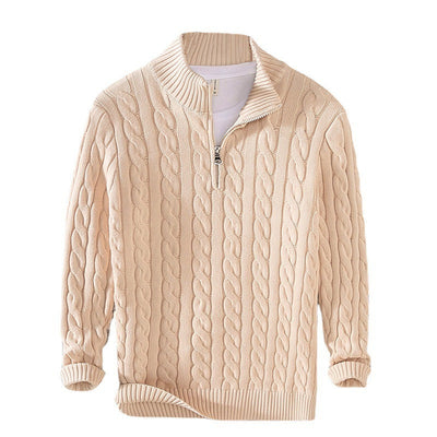 Men's Cozy Cable Knit Zip-Up Sweater