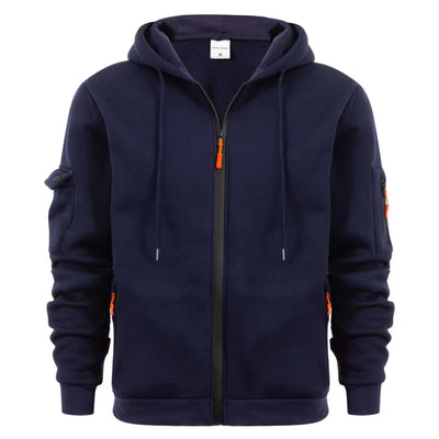Men's Premium Comfortable Zippered Hoodie With Multiple Pockets