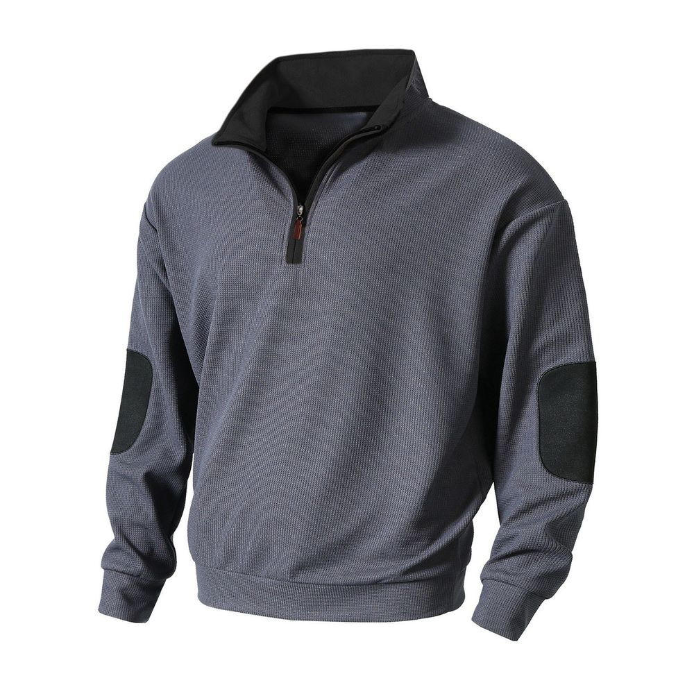 Men's Premium Elbow Patches Zip-Up Sweatshirt