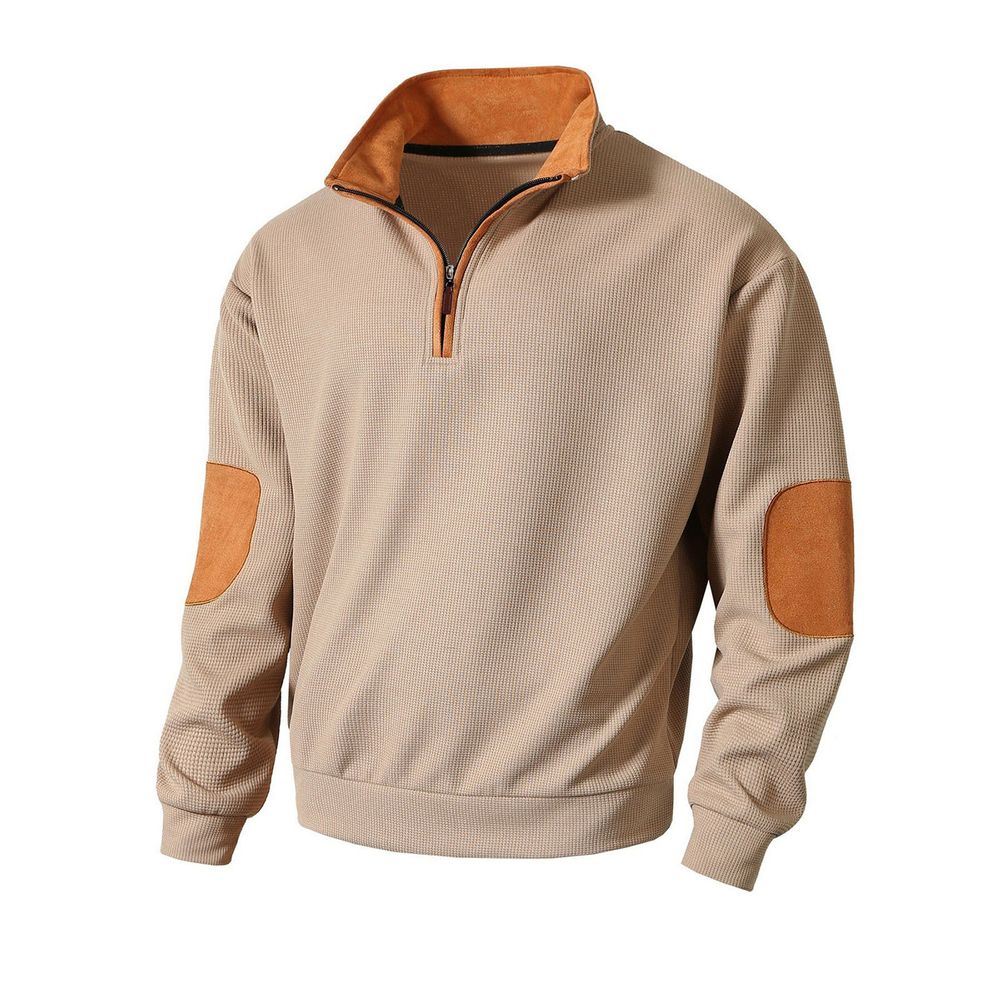 Men's Premium Elbow Patches Zip-Up Sweatshirt
