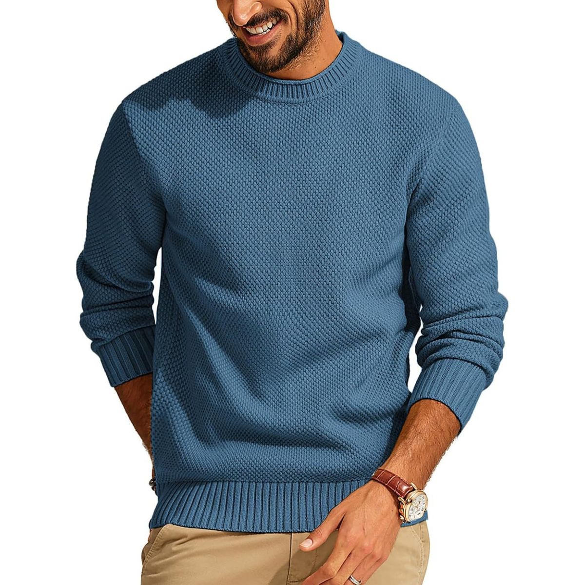 Men’s Premium Waffle Knit Crewneck Sweater