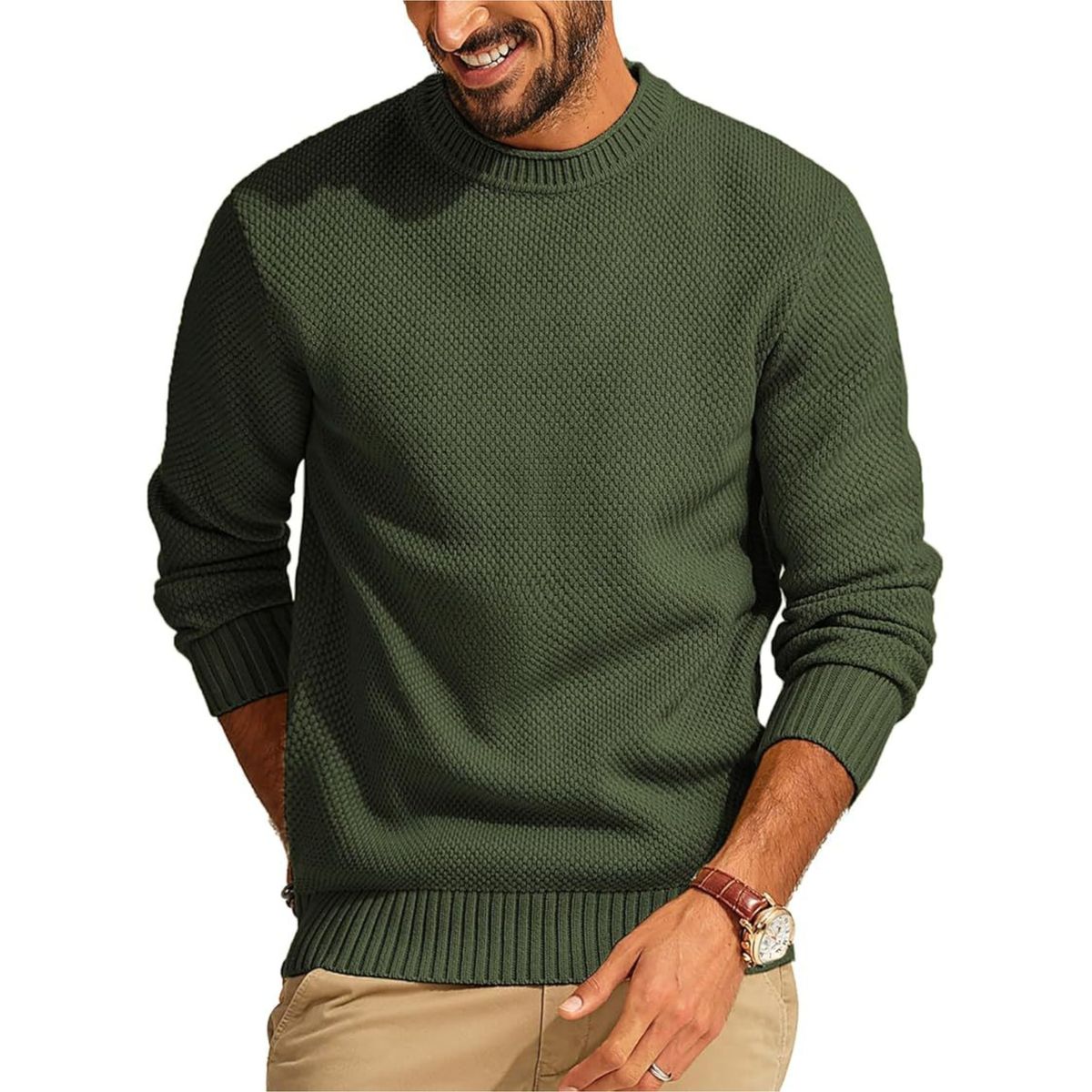 Men’s Premium Waffle Knit Crewneck Sweater