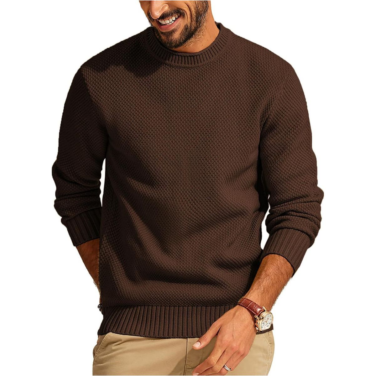 Men’s Premium Waffle Knit Crewneck Sweater