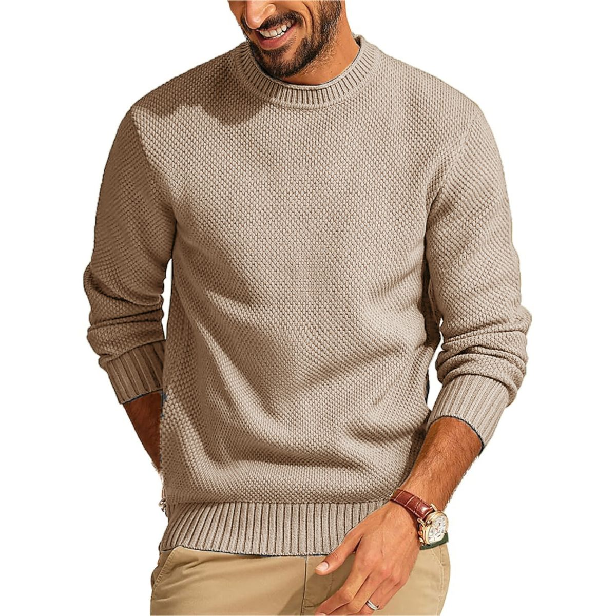 Men’s Premium Waffle Knit Crewneck Sweater