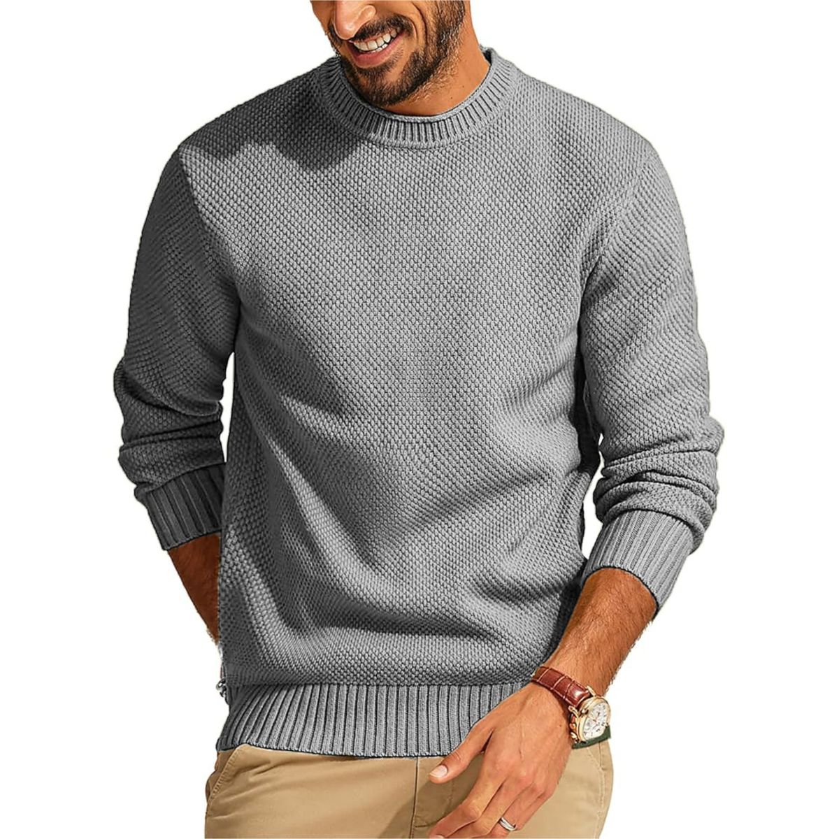 Men’s Premium Waffle Knit Crewneck Sweater