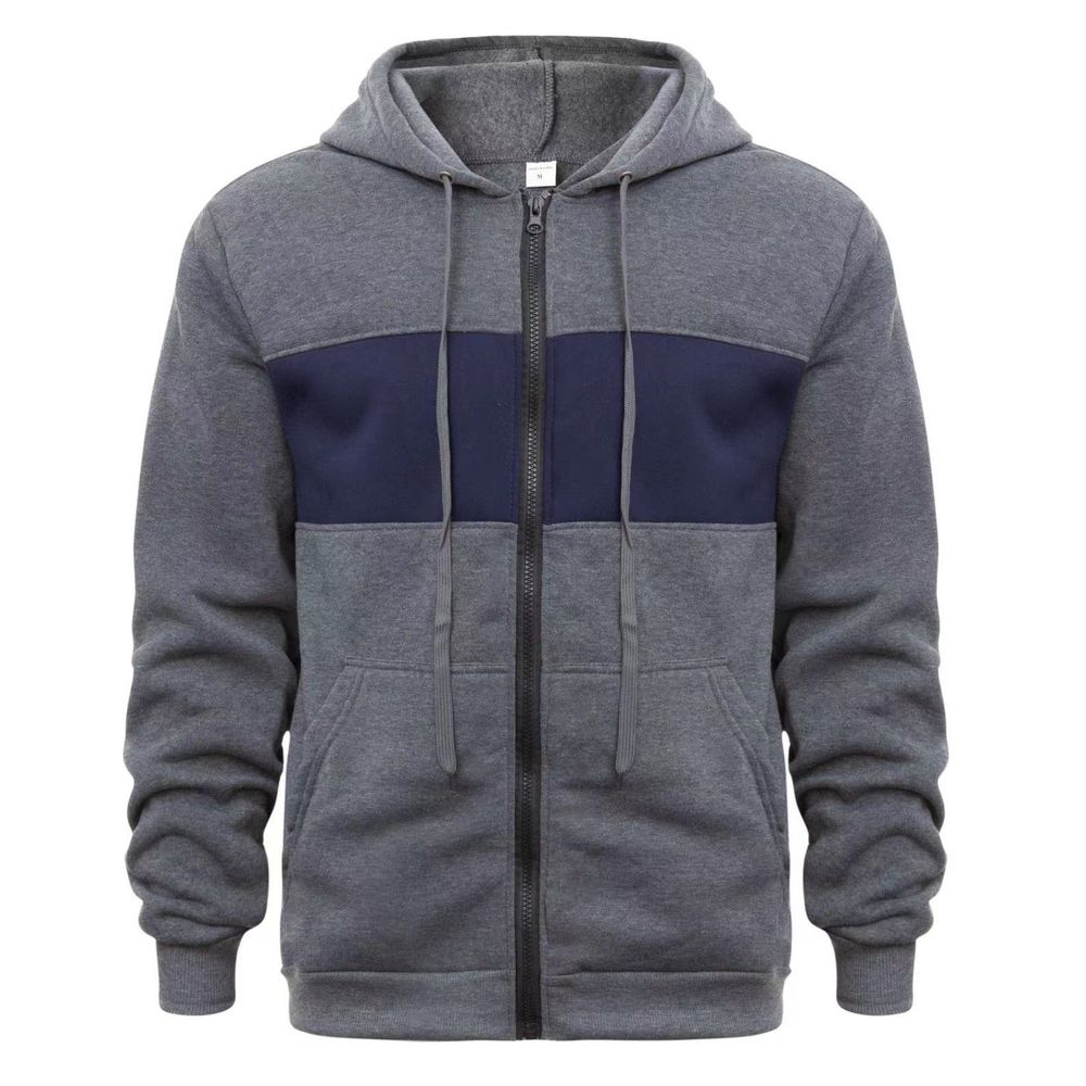 Men's Stylish Color-Block Hooded Zip-Up Jackets
