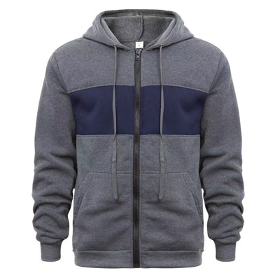 Men's Stylish Color-Block Hooded Zip-Up Jackets