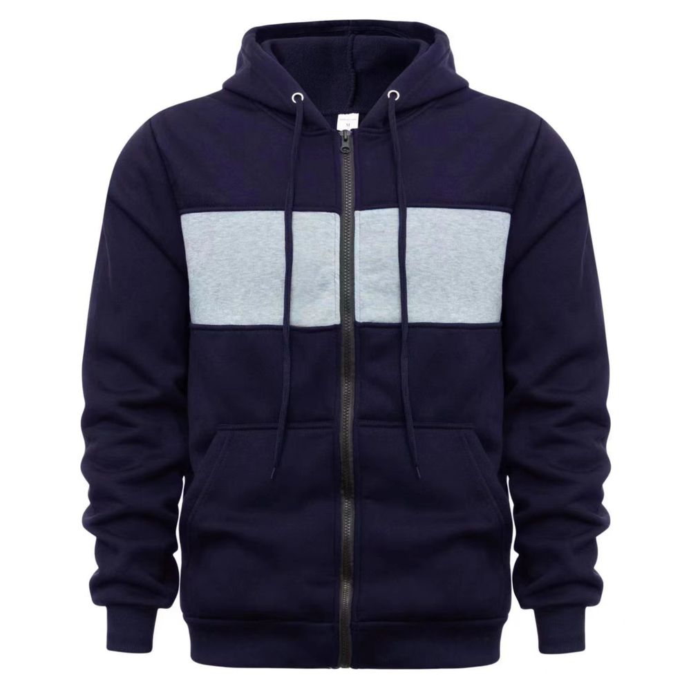 Men's Stylish Color-Block Hooded Zip-Up Jackets