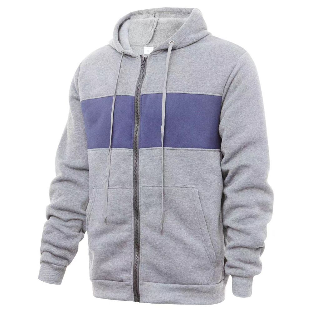 Men's Stylish Color-Block Hooded Zip-Up Jackets
