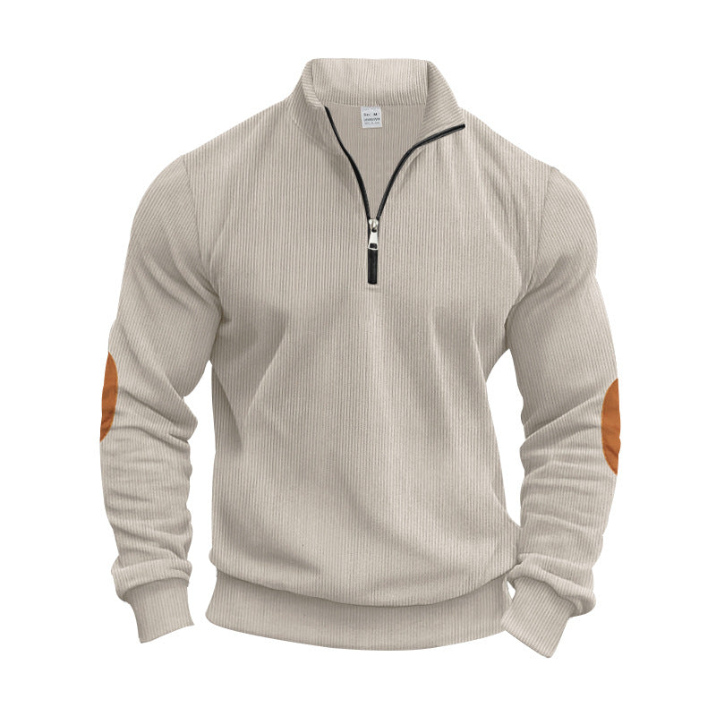 Men's Stylish Ribbed Quarter-Zip Pullover