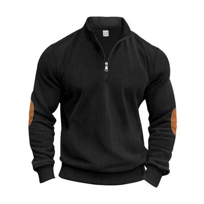 Men's Stylish Ribbed Quarter-Zip Pullover