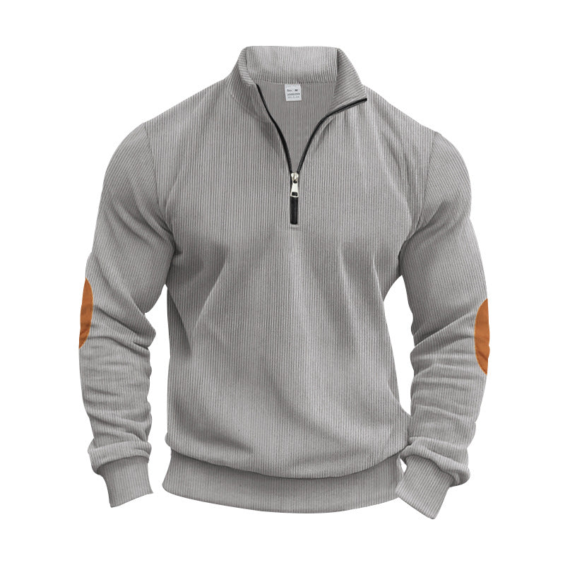 Men's Stylish Ribbed Quarter-Zip Pullover
