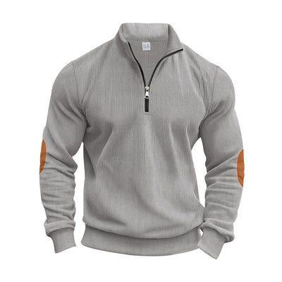 Men's Stylish Ribbed Quarter-Zip Pullover