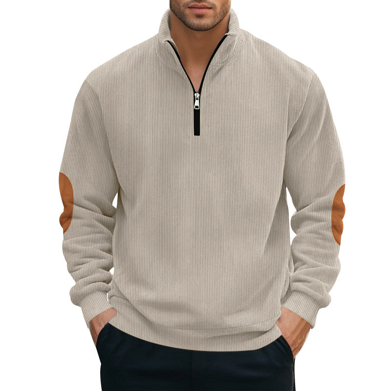 Men's Stylish Ribbed Quarter-Zip Pullover
