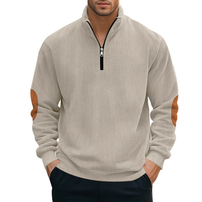Men's Stylish Ribbed Quarter-Zip Pullover