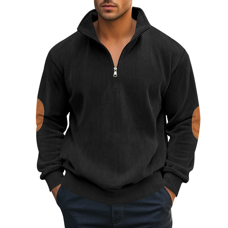 Men's Stylish Ribbed Quarter-Zip Pullover