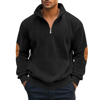 Men's Stylish Ribbed Quarter-Zip Pullover