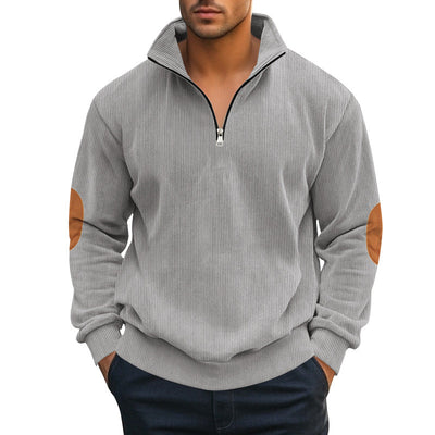 Men's Stylish Ribbed Quarter-Zip Pullover