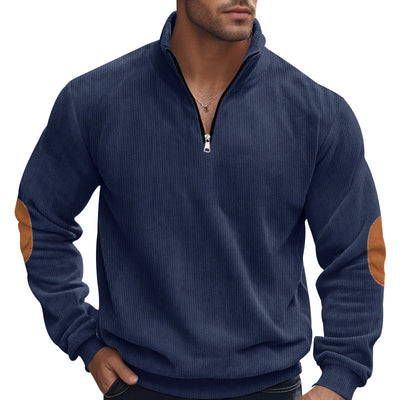 Men's Stylish Ribbed Quarter-Zip Pullover