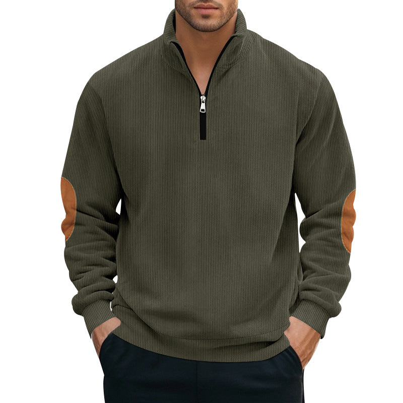 Men's Stylish Ribbed Quarter-Zip Pullover