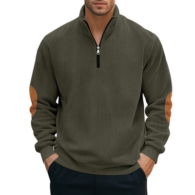 Men's Stylish Ribbed Quarter-Zip Pullover