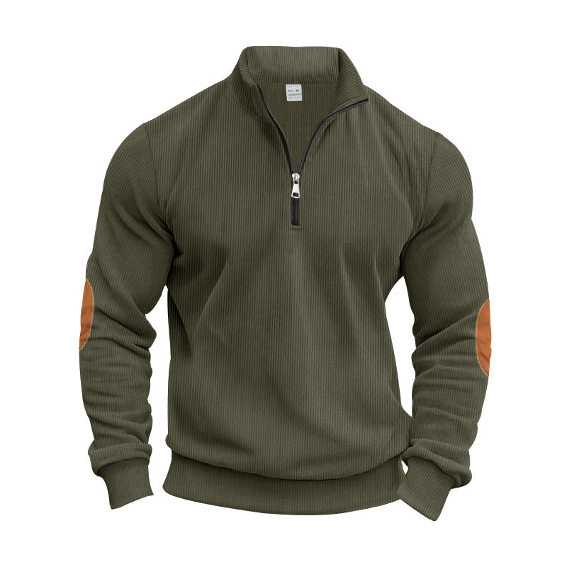 Men's Stylish Ribbed Quarter-Zip Pullover
