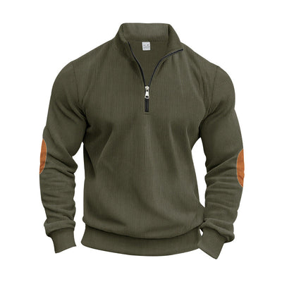 Men's Stylish Ribbed Quarter-Zip Pullover