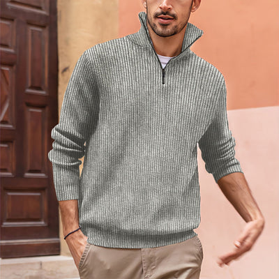 Men's Versatile Ribbed Zip-Up Sweater