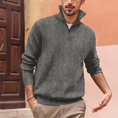 Men's Versatile Ribbed Zip-Up Sweater