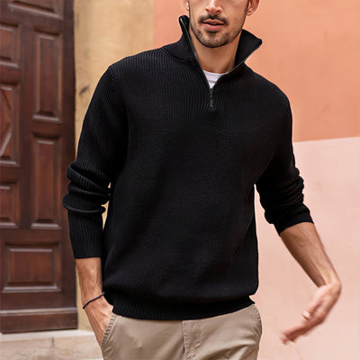 Men's Versatile Ribbed Zip-Up Sweater
