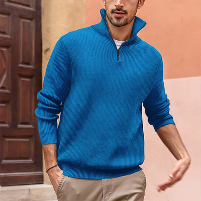 Men's Versatile Ribbed Zip-Up Sweater