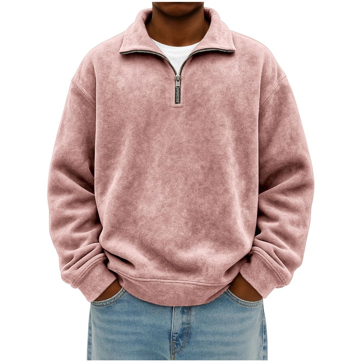 Men’s Vintage Cotton Half-Zip Pullover Sweatshirt