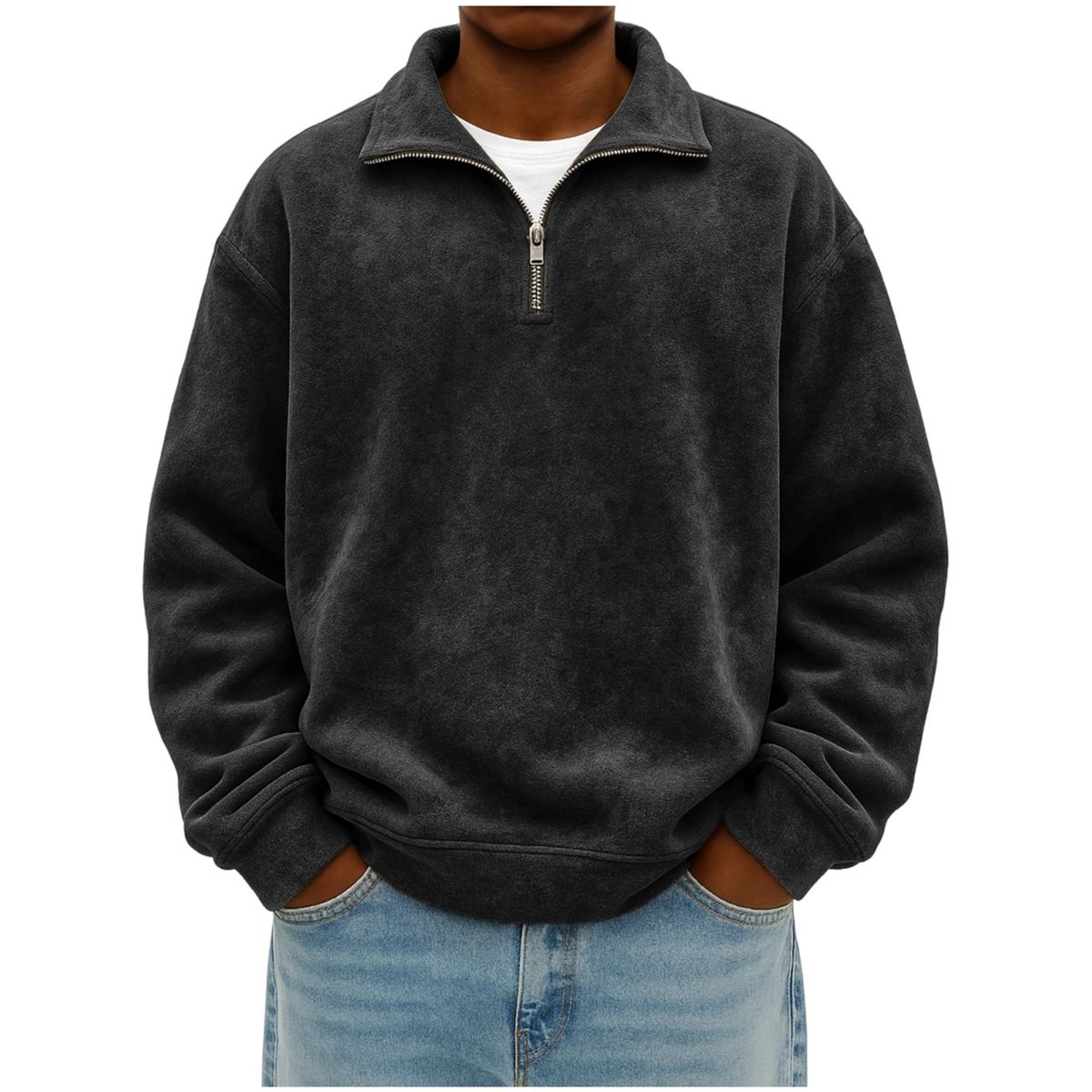 Men’s Vintage Cotton Half-Zip Pullover Sweatshirt
