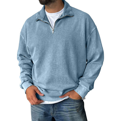 Men’s Vintage Washed Cotton Half-Zip Sweatshirt