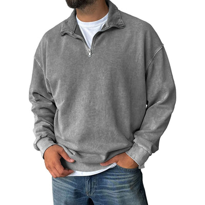 Men’s Vintage Washed Cotton Half-Zip Sweatshirt