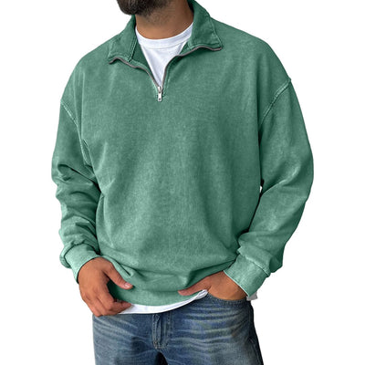Men’s Vintage Washed Cotton Half-Zip Sweatshirt