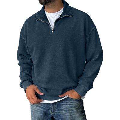Men’s Vintage Washed Cotton Half-Zip Sweatshirt