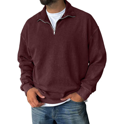 Men’s Vintage Washed Cotton Half-Zip Sweatshirt